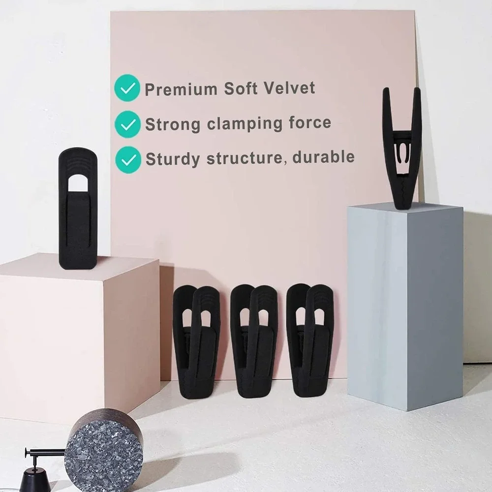 TOFIIGREM Black Velvet Hanger Clips 80 Pack Non-Slip Strong Flocking Skirt Clips